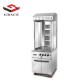 4 Burner Standing Single Vertical Doner Machine with Cabinet Shawarma Machine Gas with Wheels